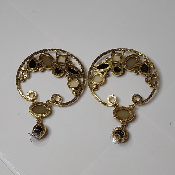 Heavy Metal And Plastic Large Dangle Earrings - Picture 10 of 14